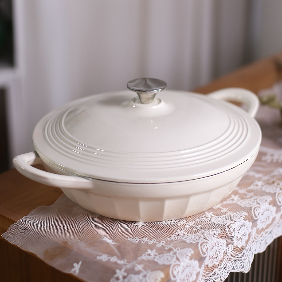 Enamel Rice Pot with Lid Cast Iron Stew Pot Oven Kitchenware Set 61oz 98oz 105oz