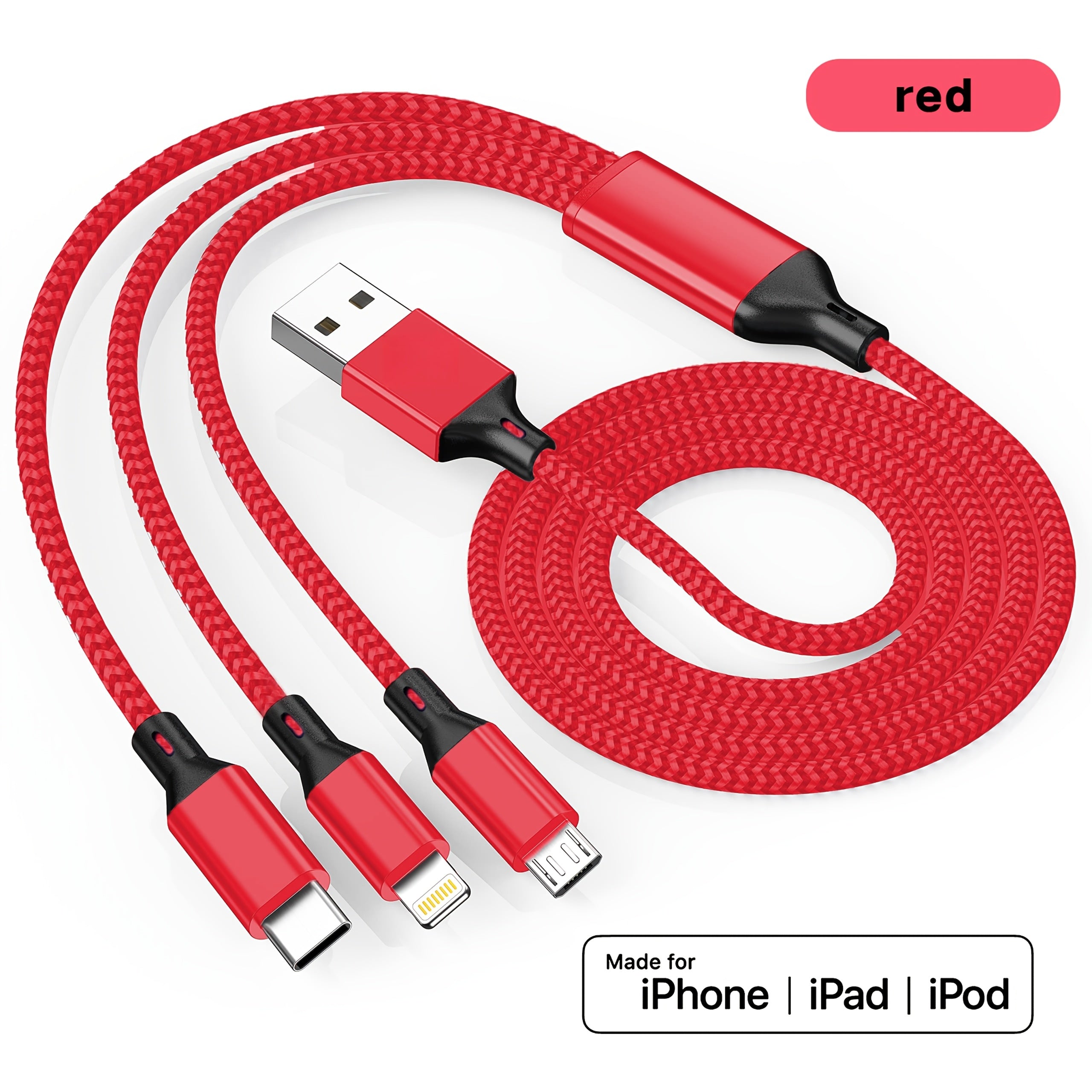 Fast Charging USB Cable for iPhone Samsung Type-C Micro USB Android Devices