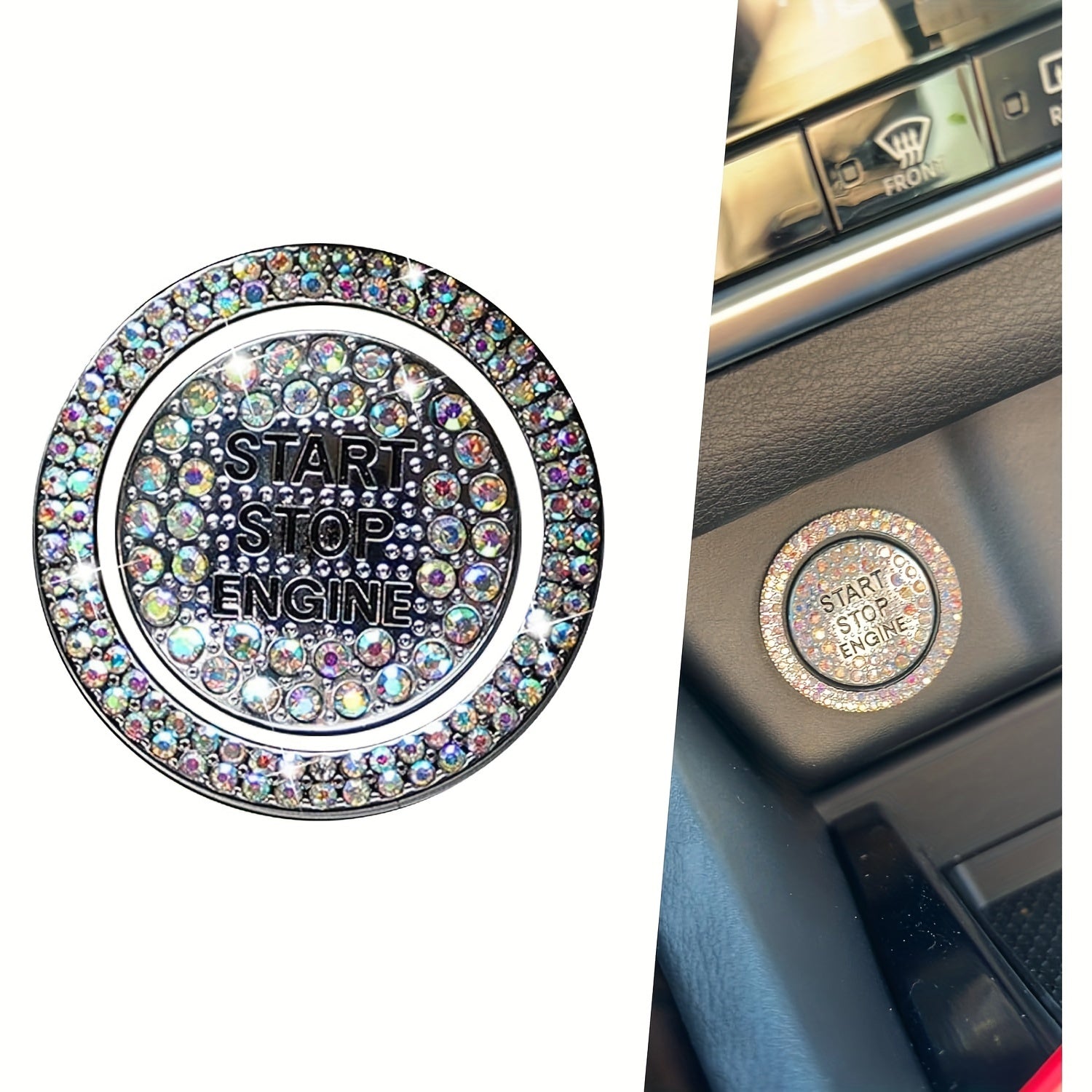Car Engine Start Button Cover Crystal Bling Ignition Emblem Decor