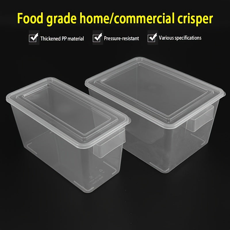 Yirik hajmli shaffof saqlash qutisi, oqib ketmaslik uchun yopiq bilan, tuxum, go‘sht, meva, sabzavot va boshqa oshxona ehtiyojlari uchun ideal. Oshxona tashkilotchisi yoki turli oshxona aksessuarlarini saqlash uchun konteyner sifatida foydalanish mumkin.