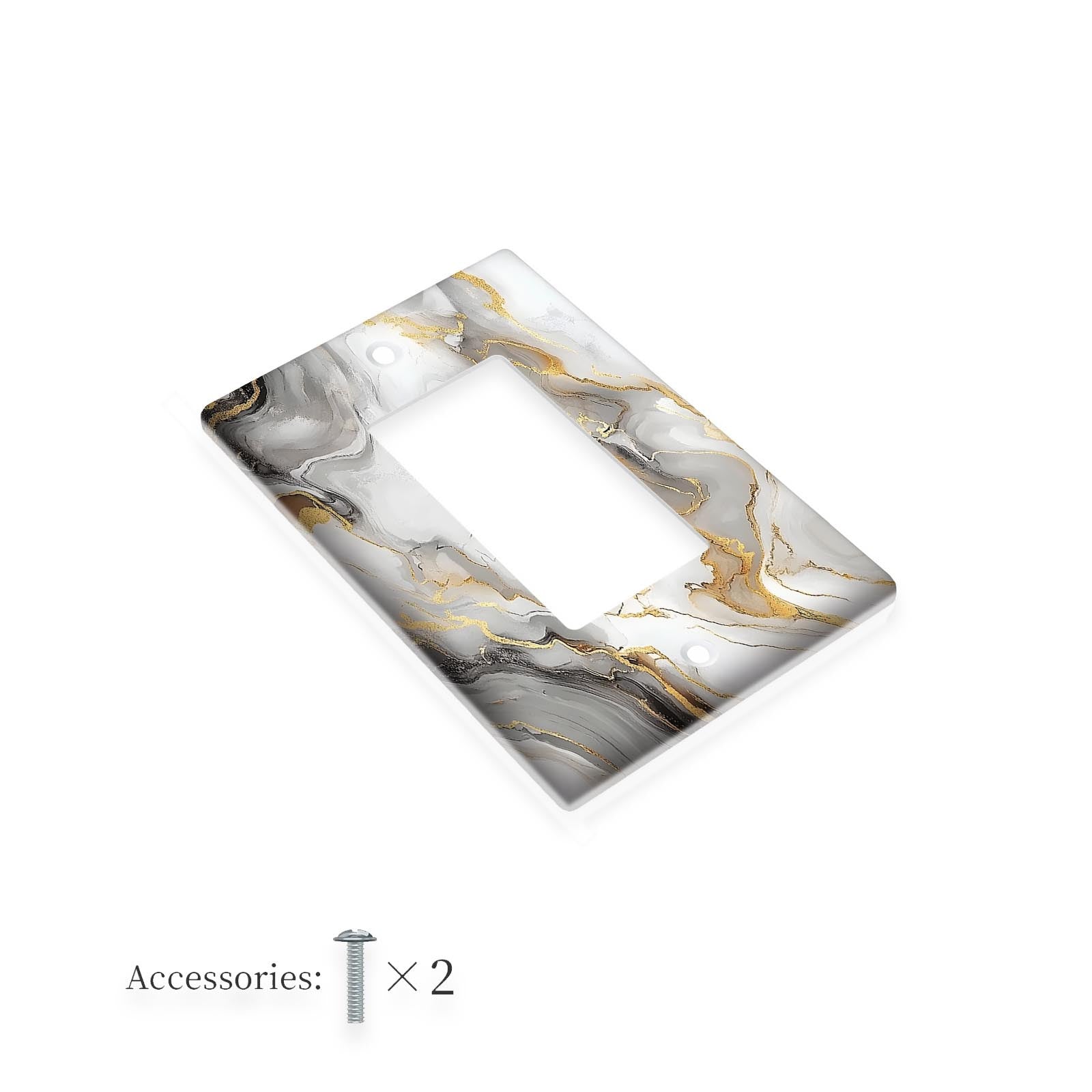 Grey Marbled Decorative Outlet Cover for Bedroom Kitchen Office Home Decor No Electricity
