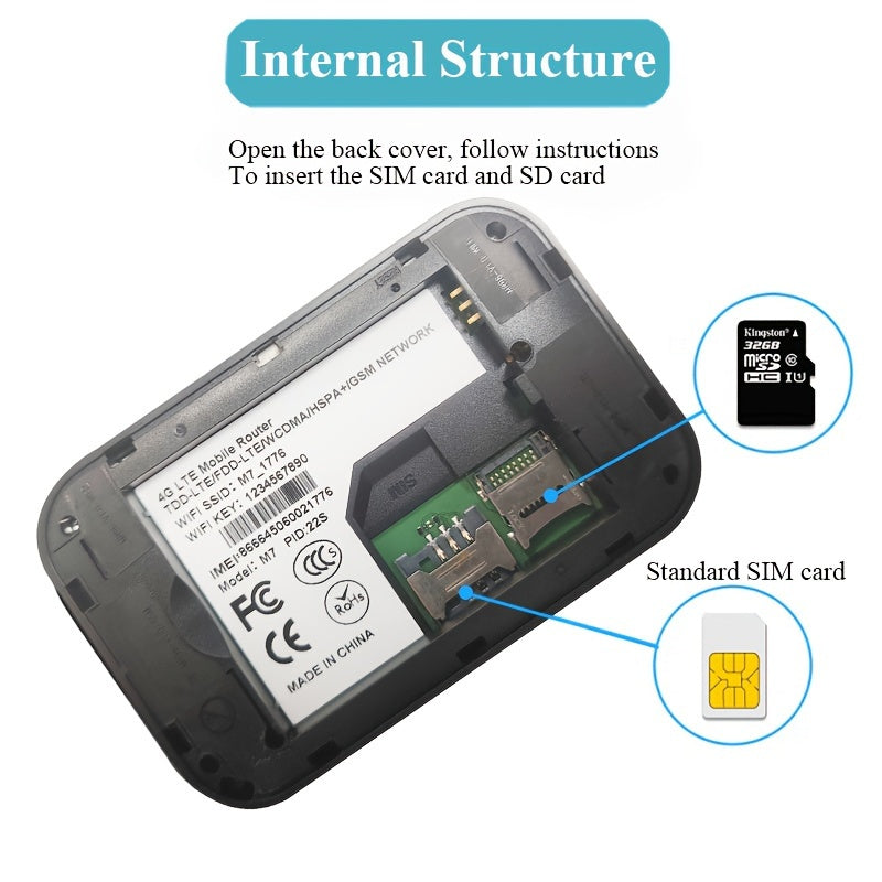 High Speed 4G LTE Mobile Hotspot with 300Mbps WiFi 2.4GHz 10-Hour Battery