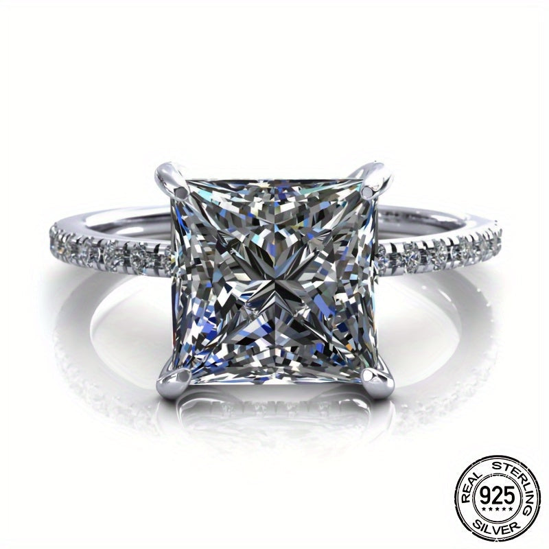 Princess Cut Moissanite Engagement Ring 2/3 Carat Sterling Silver Wedding Jewelry