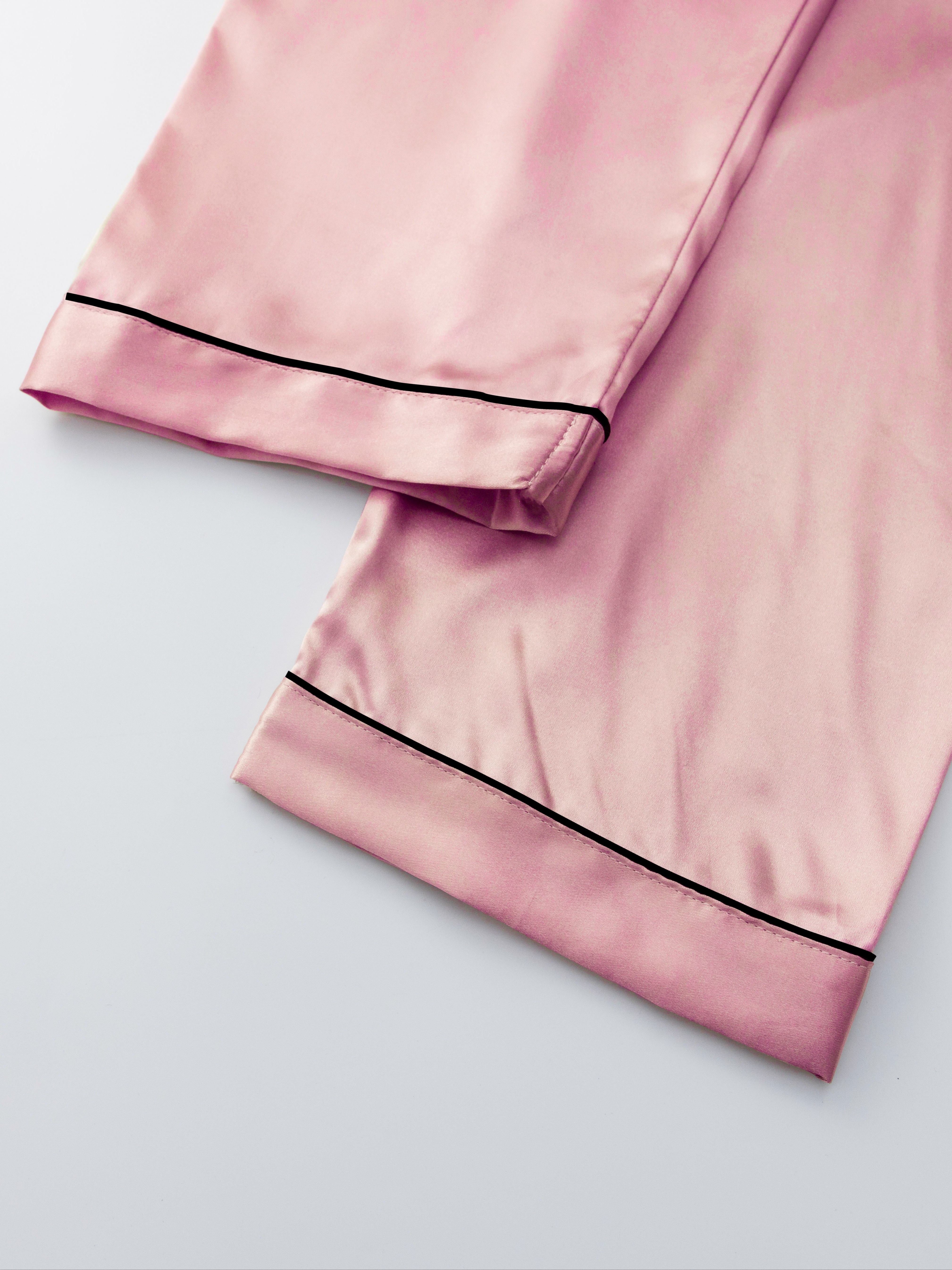 Women's Satin Pajama Set Short Sleeve Button Top Shorts or Pants Casual Sleepwear