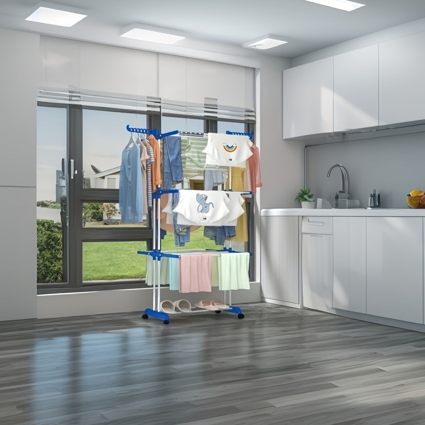 Expandable Foldable Metal Clothes Rack for Indoor Outdoor Space-Saving Laundry Drying