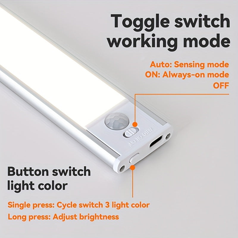 LED Motion Sensor Light for Cabinets Under Counter Closet Wardrobe with Rechargeable Battery