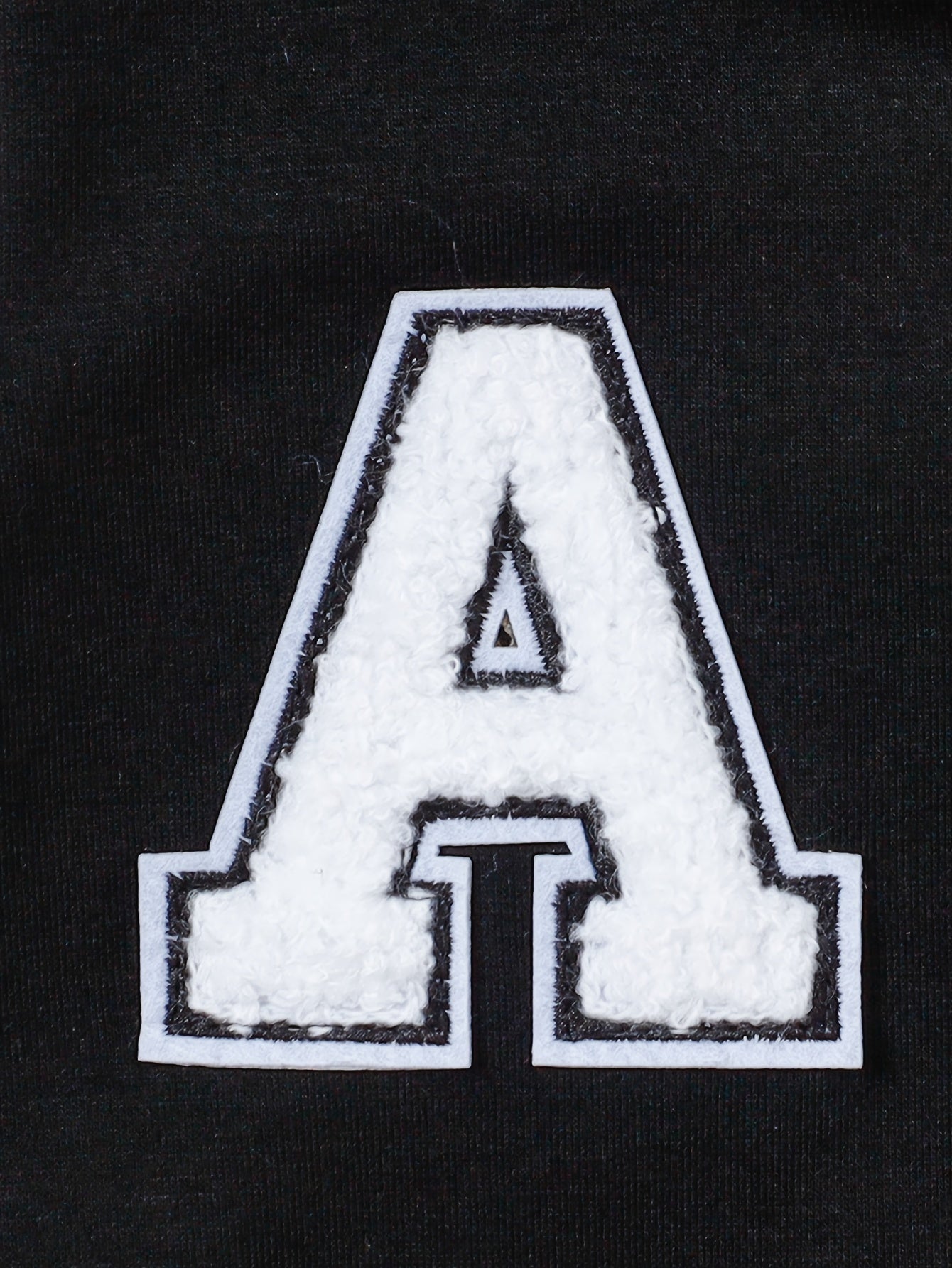 Infant Boys 2-Piece Outfit Set Letter A Embroidered Top Casual Pants Spring Fall Polyester Knit Black White