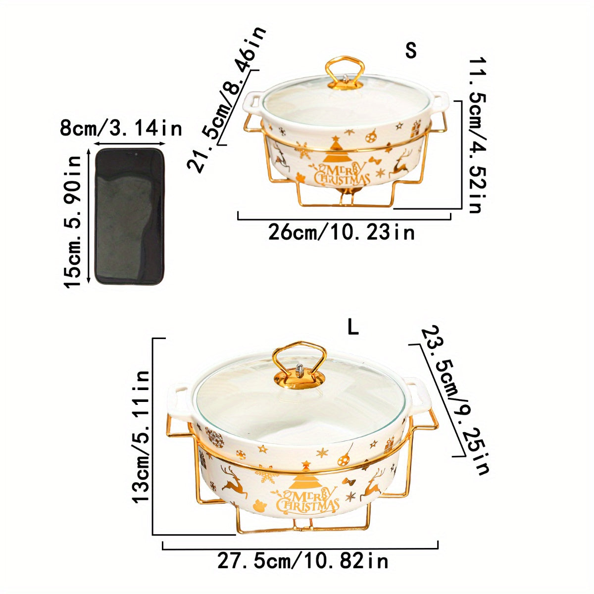 Christmas Ceramic Baking Plate and Insulated Pot Set for Baking and Cooking