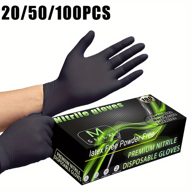 Black Nitrile Disposable Gloves Pack of 20 50 100 Waterproof for Tattooing Nail Care Painting Cleaning