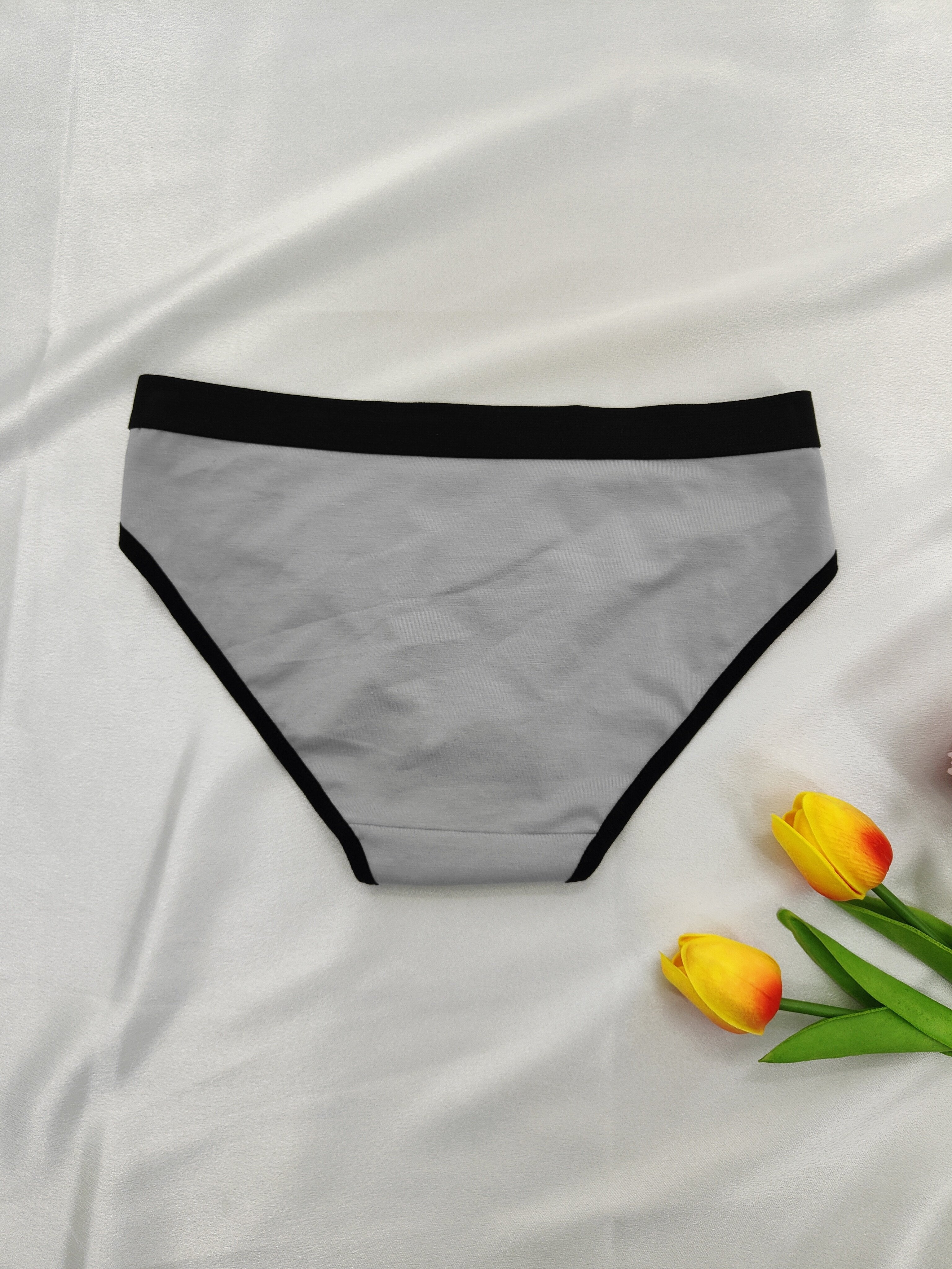 Women's 6-Pack Smile Print Low Rise Bikini Panties Breathable Stretchy Cotton