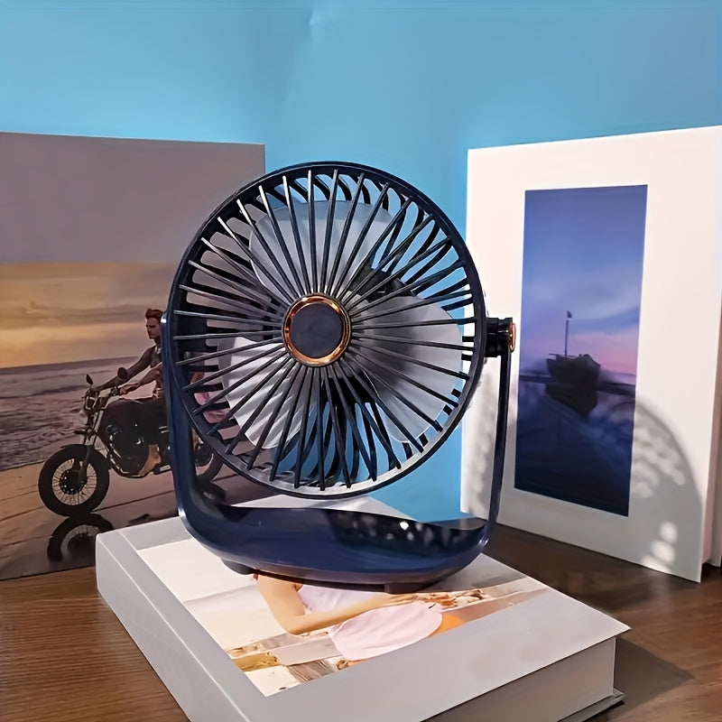 Portativ stol fanati bilan LED kechki chiroq, 5 tezlik, qayta zaryadlash mumkin, ofis va tabiatda yurish uchun