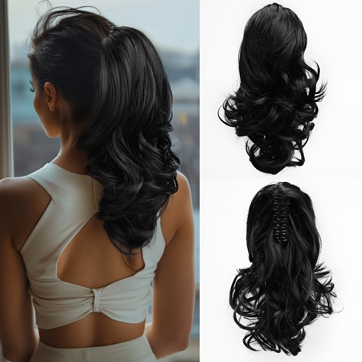 Women's Loose Wave Ponytail Wig 12 Inch High-Temperature Fiber Easy to Style