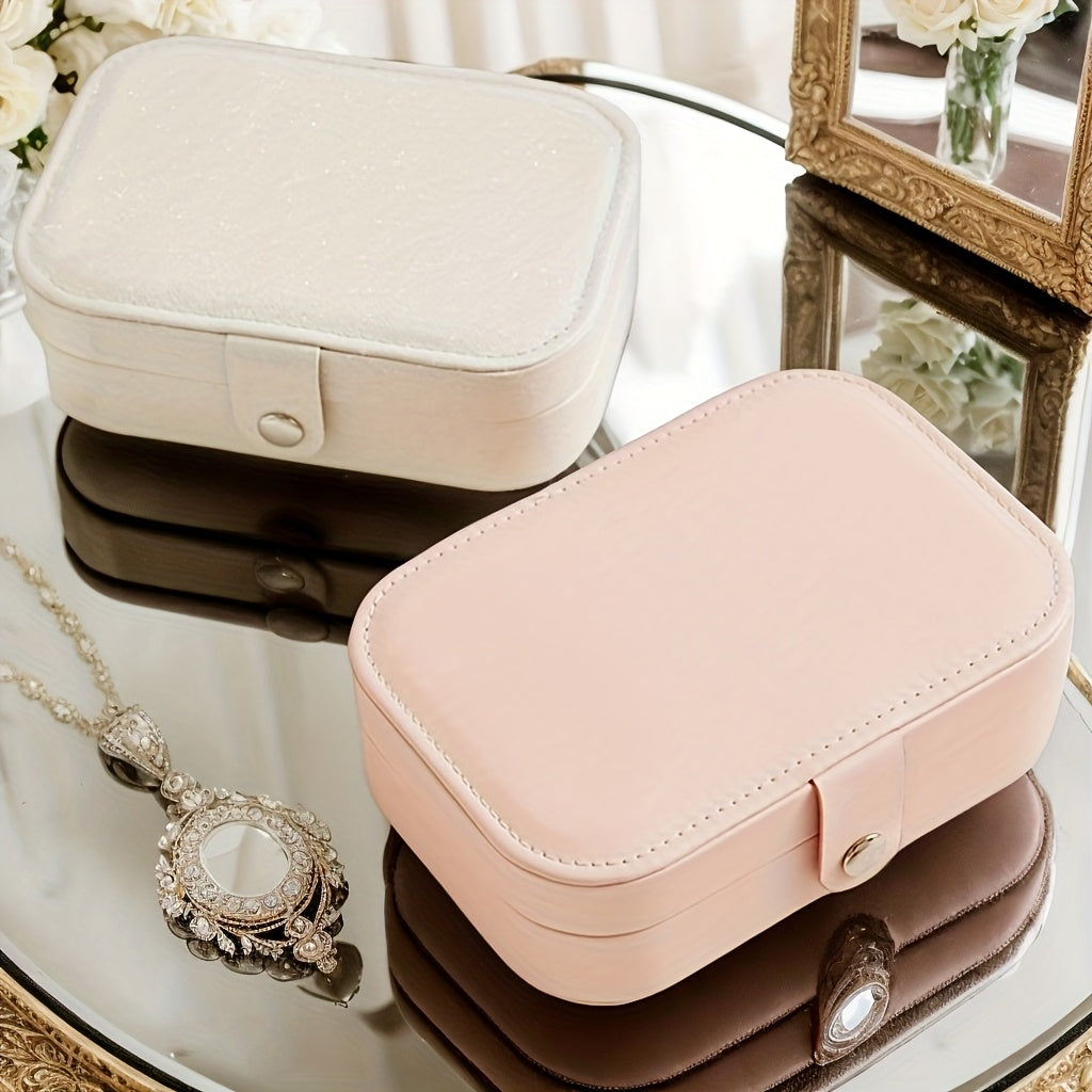 Двойной слойный органайзер для хранения украшений из искусственной кожи с замком для серег, ожерелий, колец