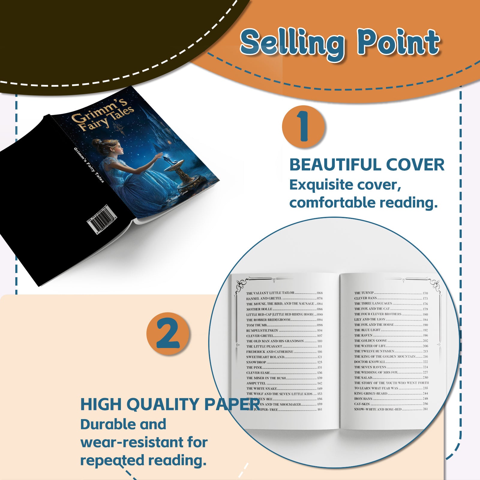 Children's Hardcover Fairy Tales Book Brothers Grimm Classic Stories of Magic and Morals English Edition