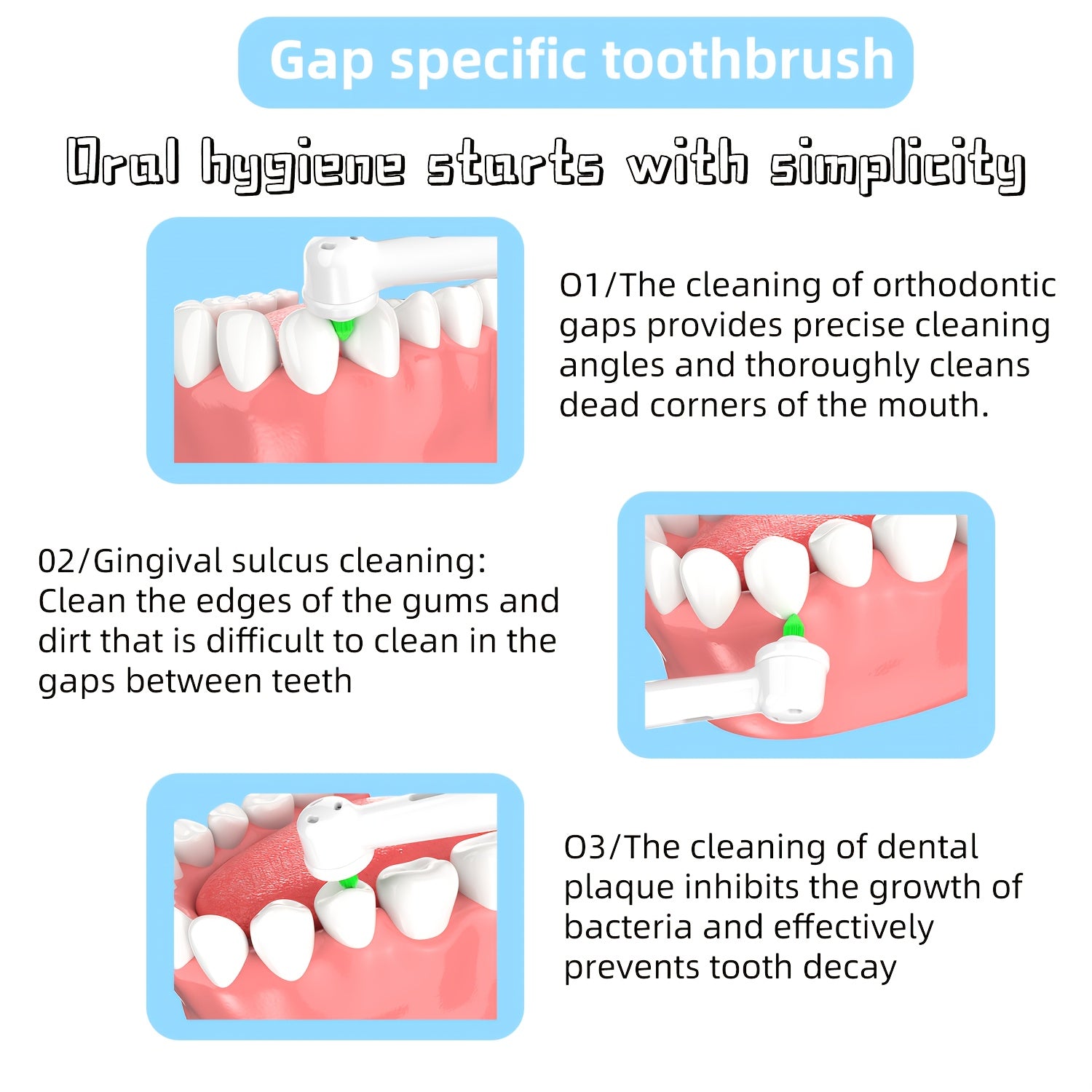 Replacement Brush Heads for Electric Toothbrush Soft Bristle Orthodontic Interdental