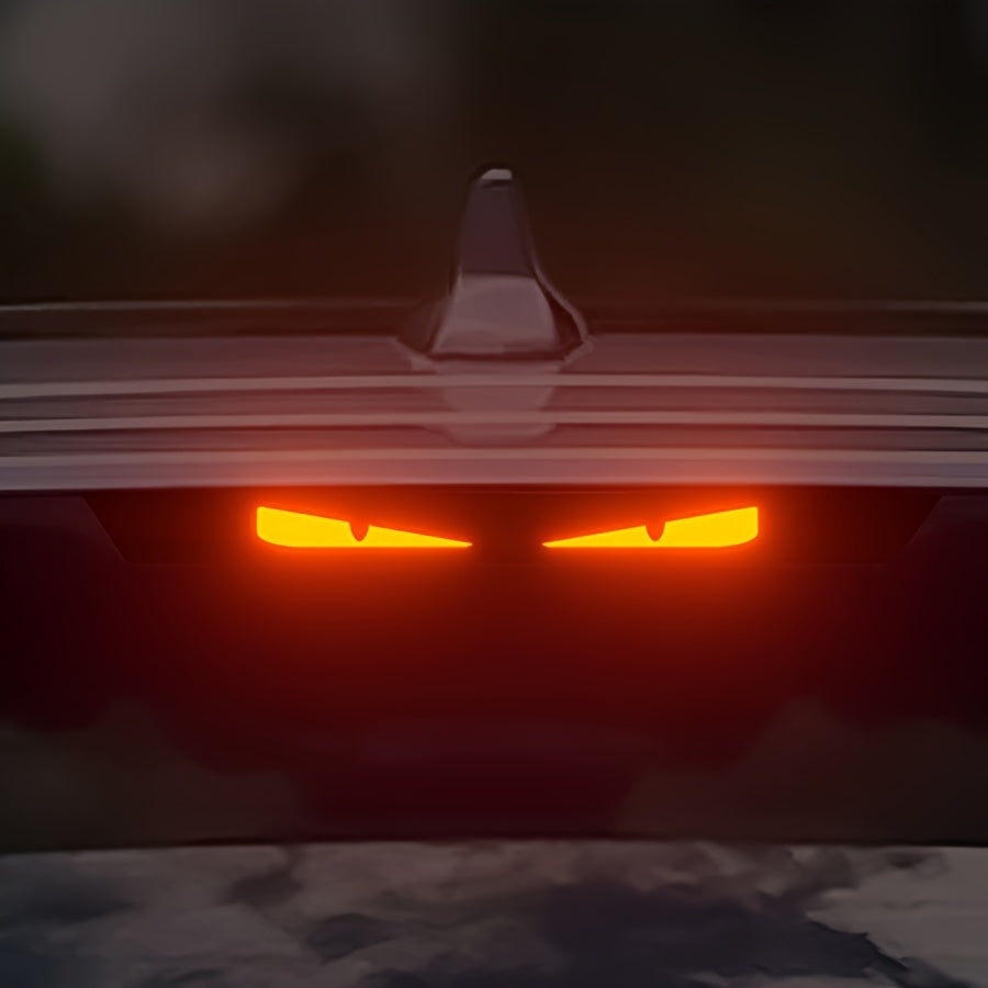 Monster Eyes Car Rear Light Sticker Cartoon Devil Eyes Carbon Fiber Pattern Night Projection
