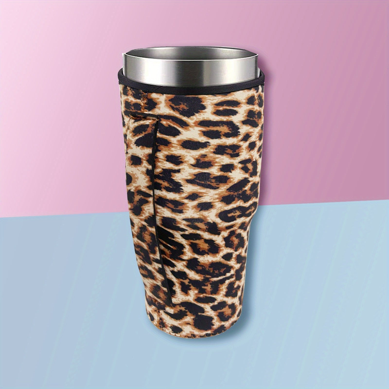 Reusable Neoprene Coffee Sleeve for Cold Beverages Leopard Print Insulated Cup Holder