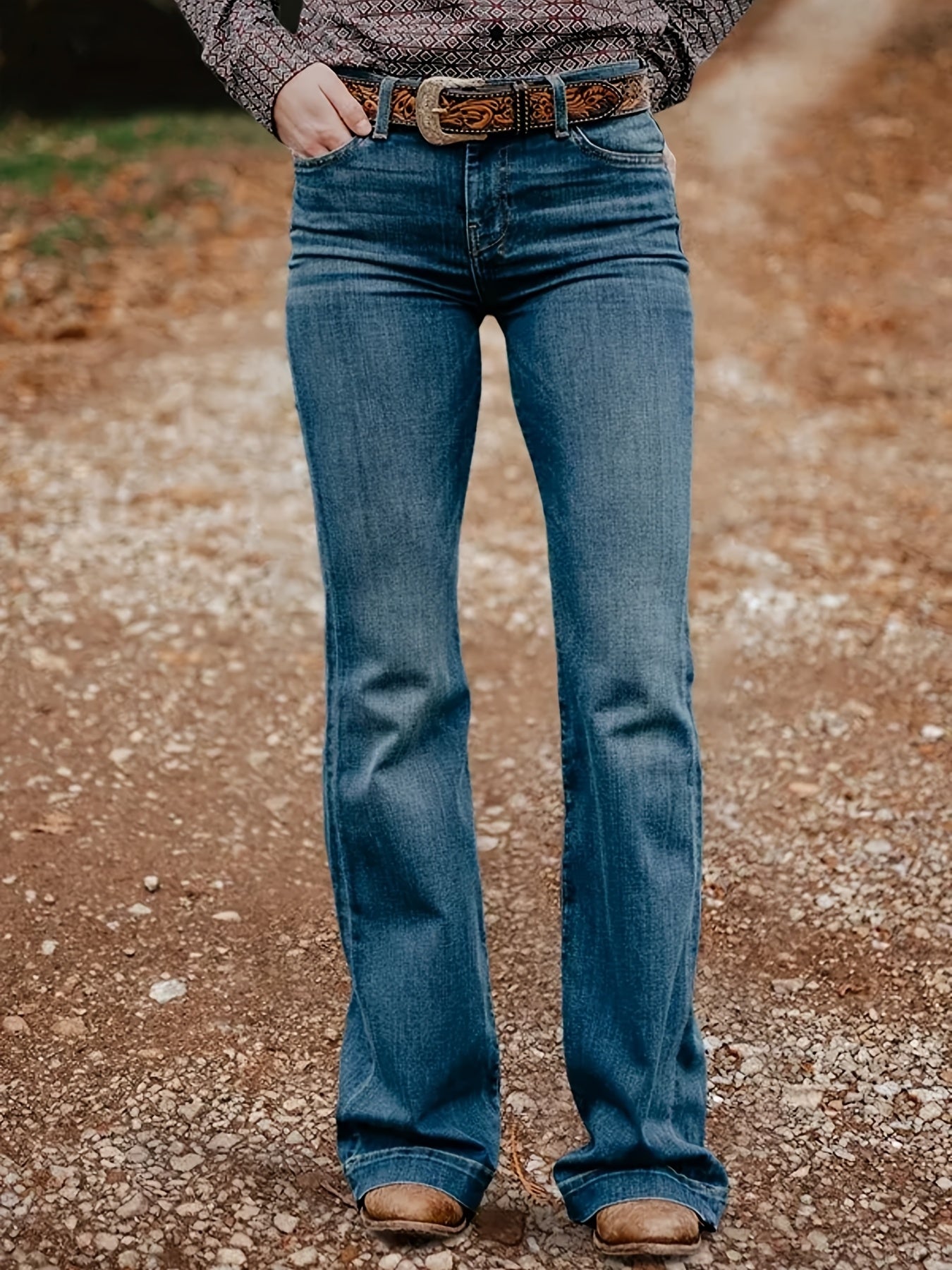 Plus Size Women’s Denim Jeans High Stretch Straight Leg Solid Color