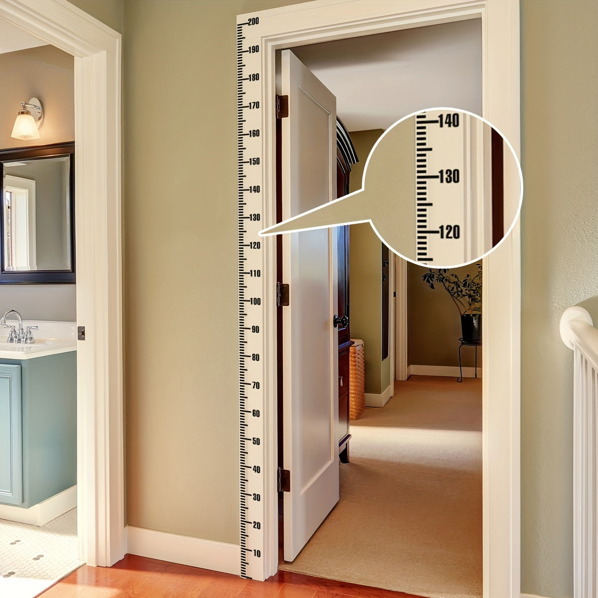 Black Growth Chart Wall Sticker for Room Decor PVC Height Measurement Decal for Ages 14+