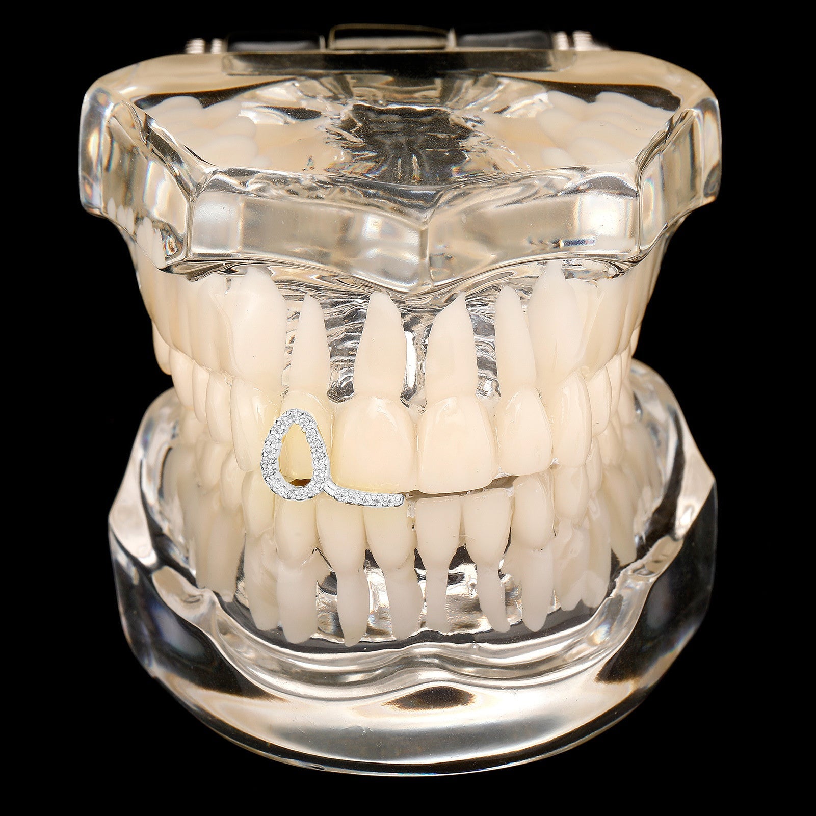 Set of 2 Gold Plated Tooth Grills with Cubic Zirconia Hip Hop Jewelry for Men and Women