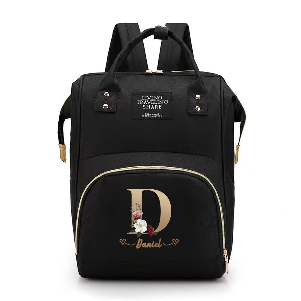 Personalized Mommy Diaper Bag with Custom Initials, Oxford Cloth, Generous Storage