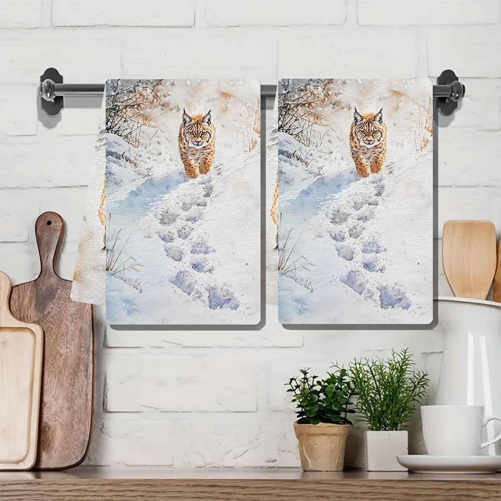 Two Pieces Coastal Kitchen Towels, Super Absorbent Polyester, 16x24 Inches