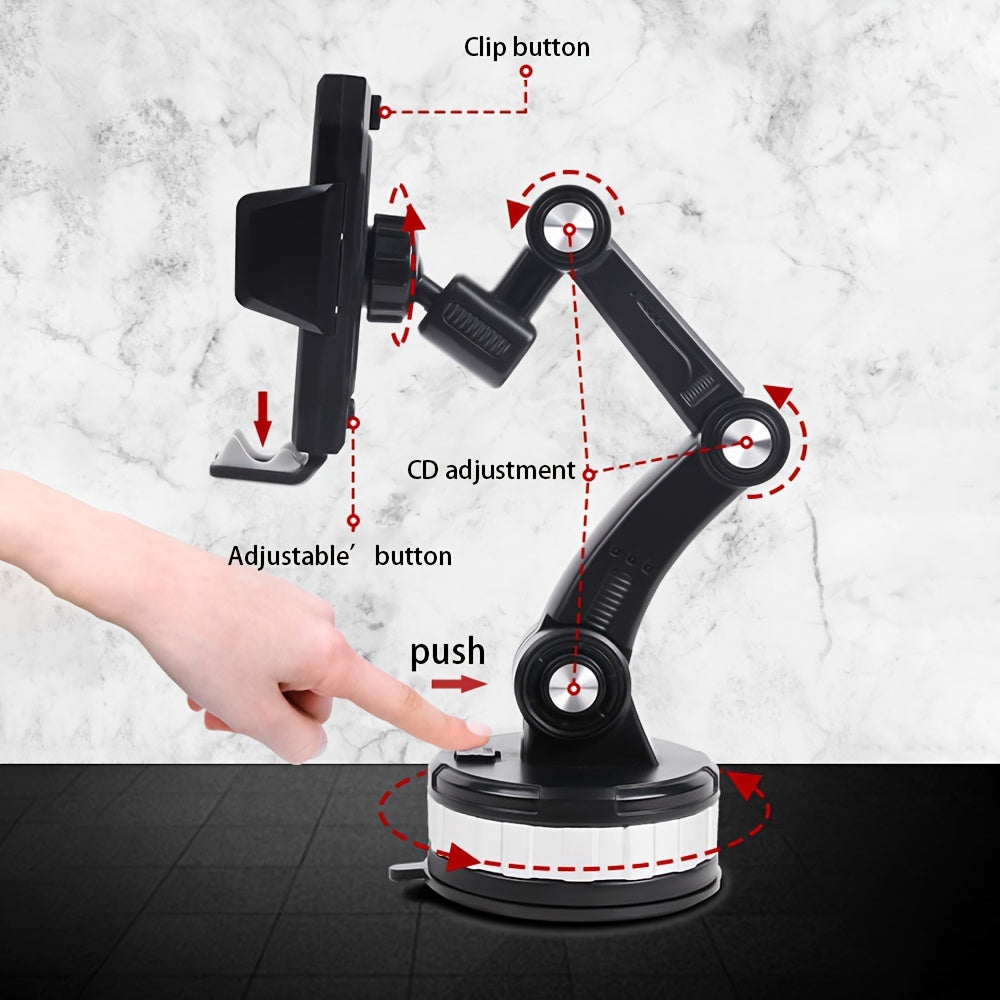 Car Mount Mobile Phone Holder For Vehicles Retractable Adjustable Suction Cup