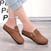 Women's Spring Retro Slip-On Flat Shoes Casual Lazy Shoes with Adjustable Buckle