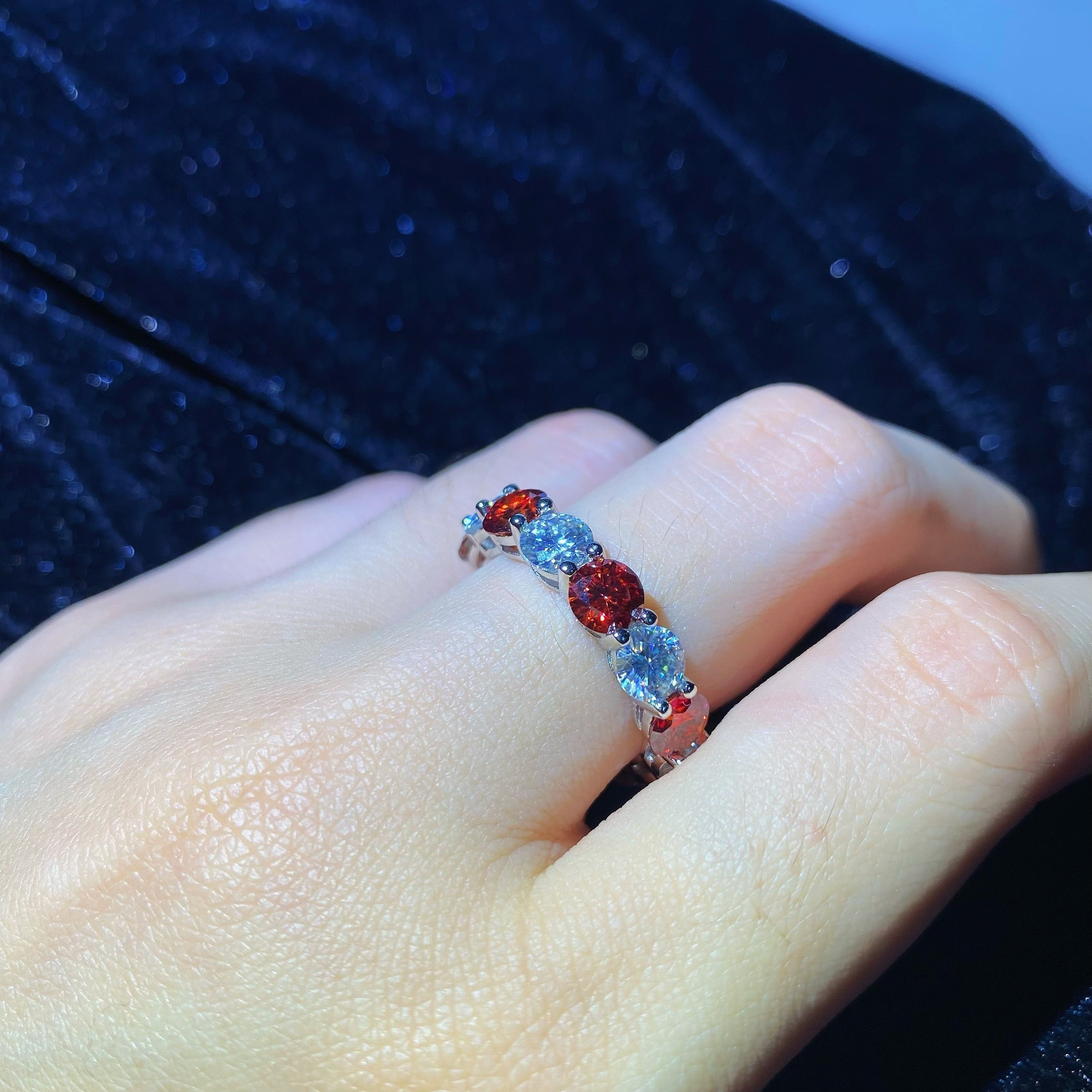 Sterling Silver Moissanite Eternity Ring for Women and Men 5mm Wedding Engagement Gift Set