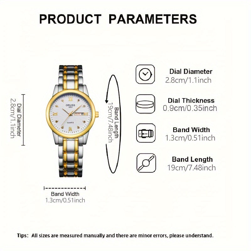 Reloj de pulsera analógico para hombres con calendario y características luminosas, decorado con rhinestones