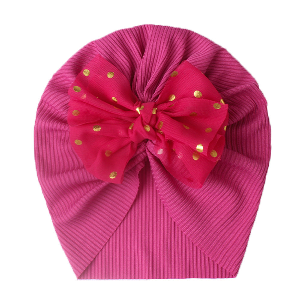 Baby Headband for Infants and Toddlers Polka Dot Bow Elastic Turban Head Wrap