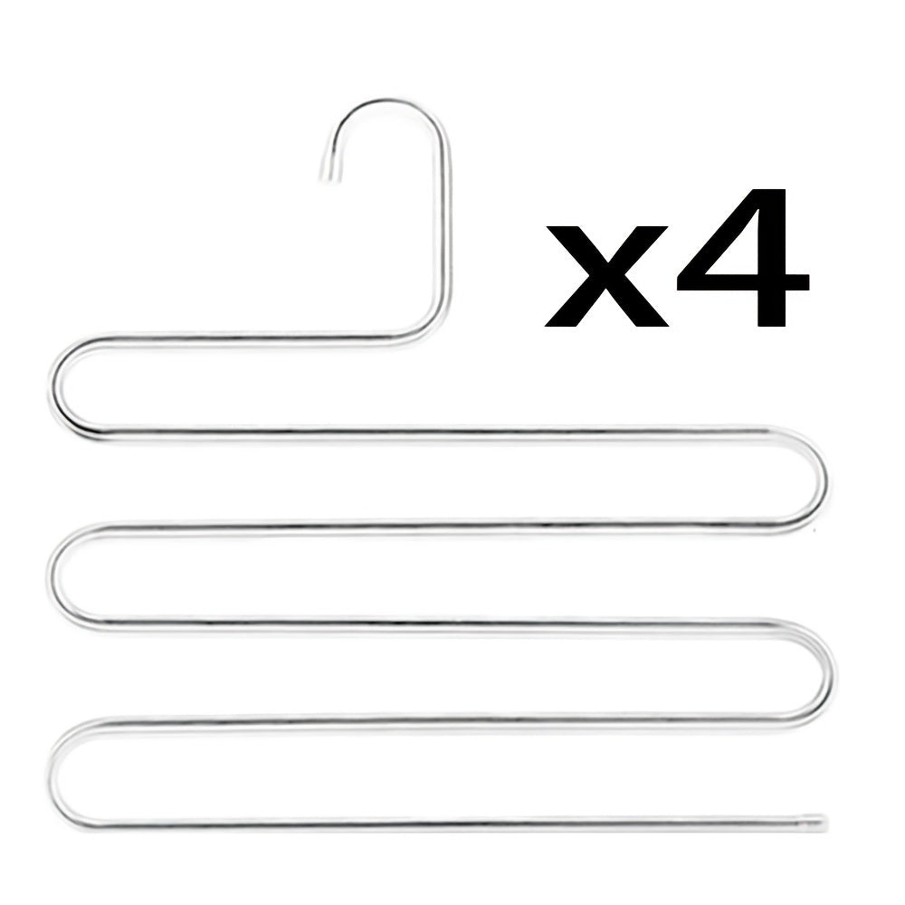 Stainless Steel Multi-Layer Pants Hanger Closet Organizer with Bag Hook
