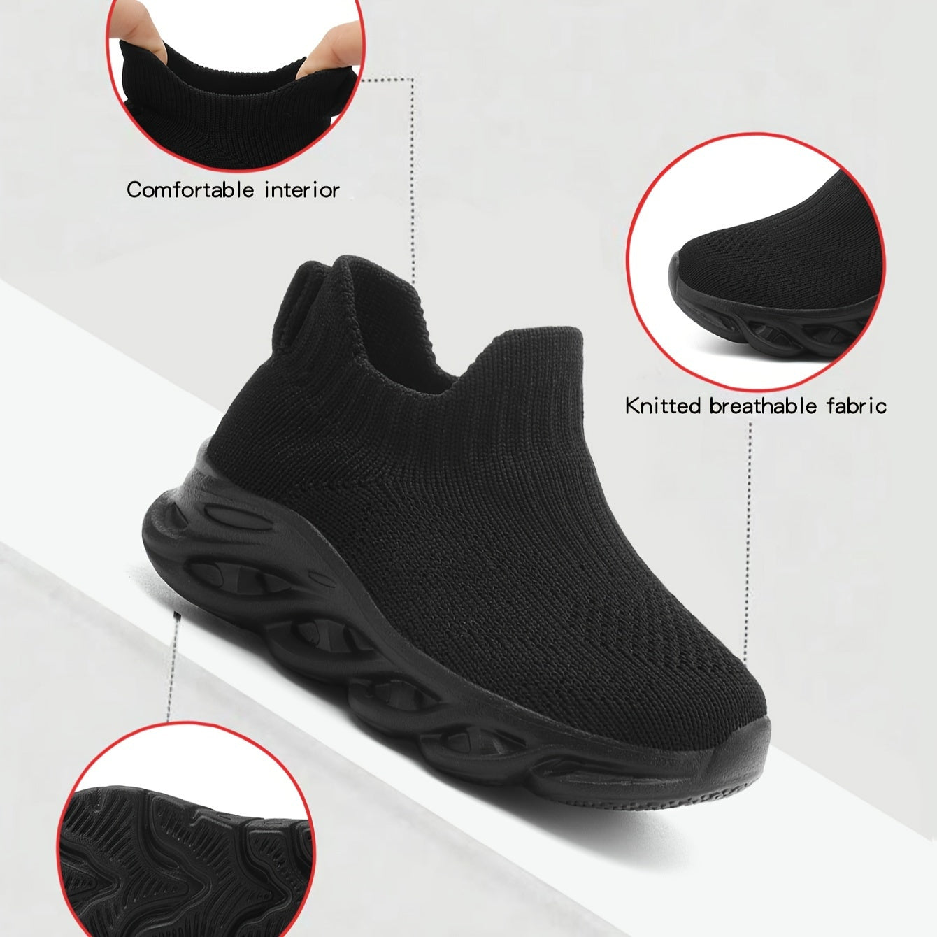 Kichkina erkaklar va qizlar uchun engil, nafas oladigan mato bilan tayyorlangan bosib o'tadigan poyabzal, barcha mavsumlar uchun ochiq havoda va kundalik foydalanish uchun