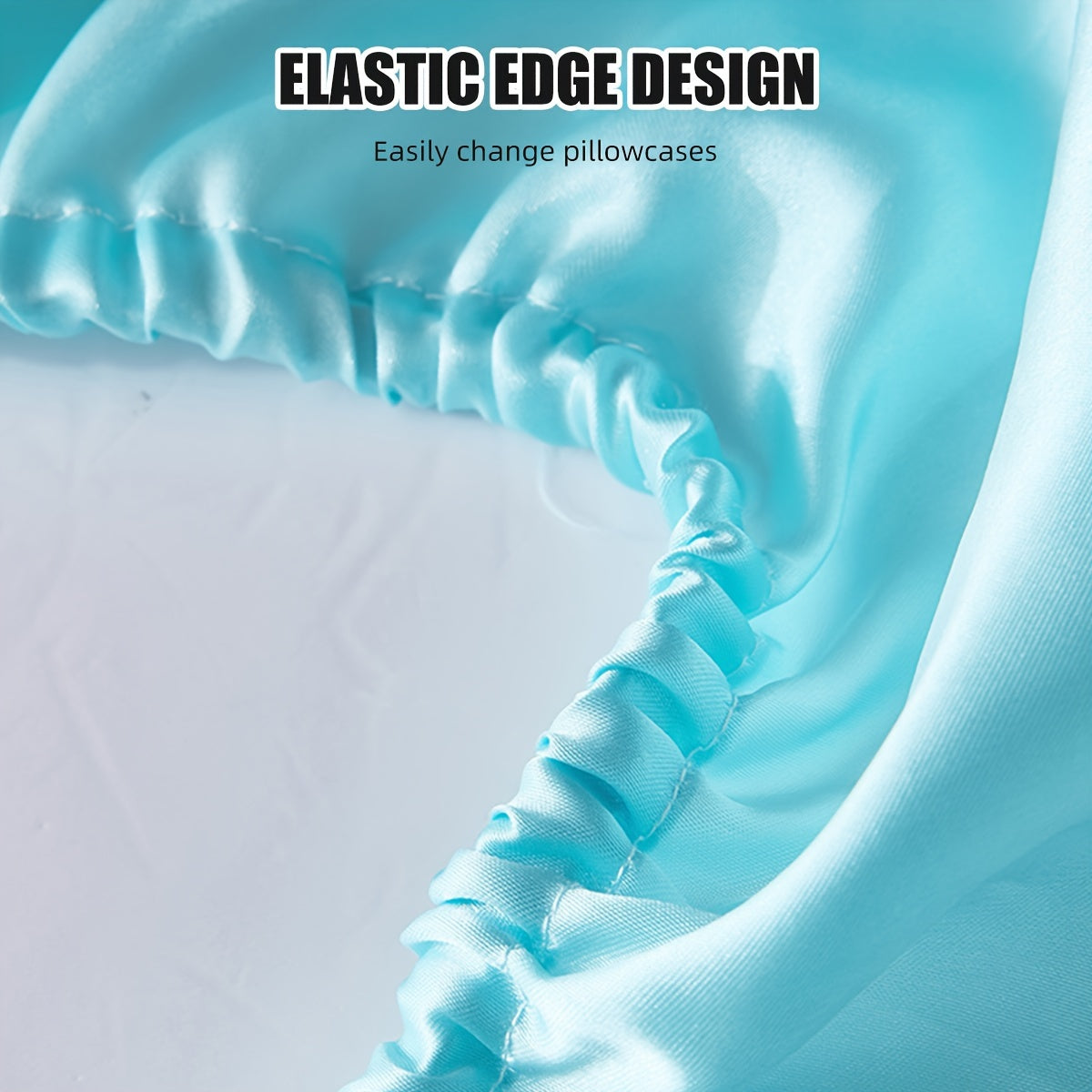 Pair of 2 Satin Elastic Pillowcases Solid Color Silky Soft Bedroom Sofa Covers