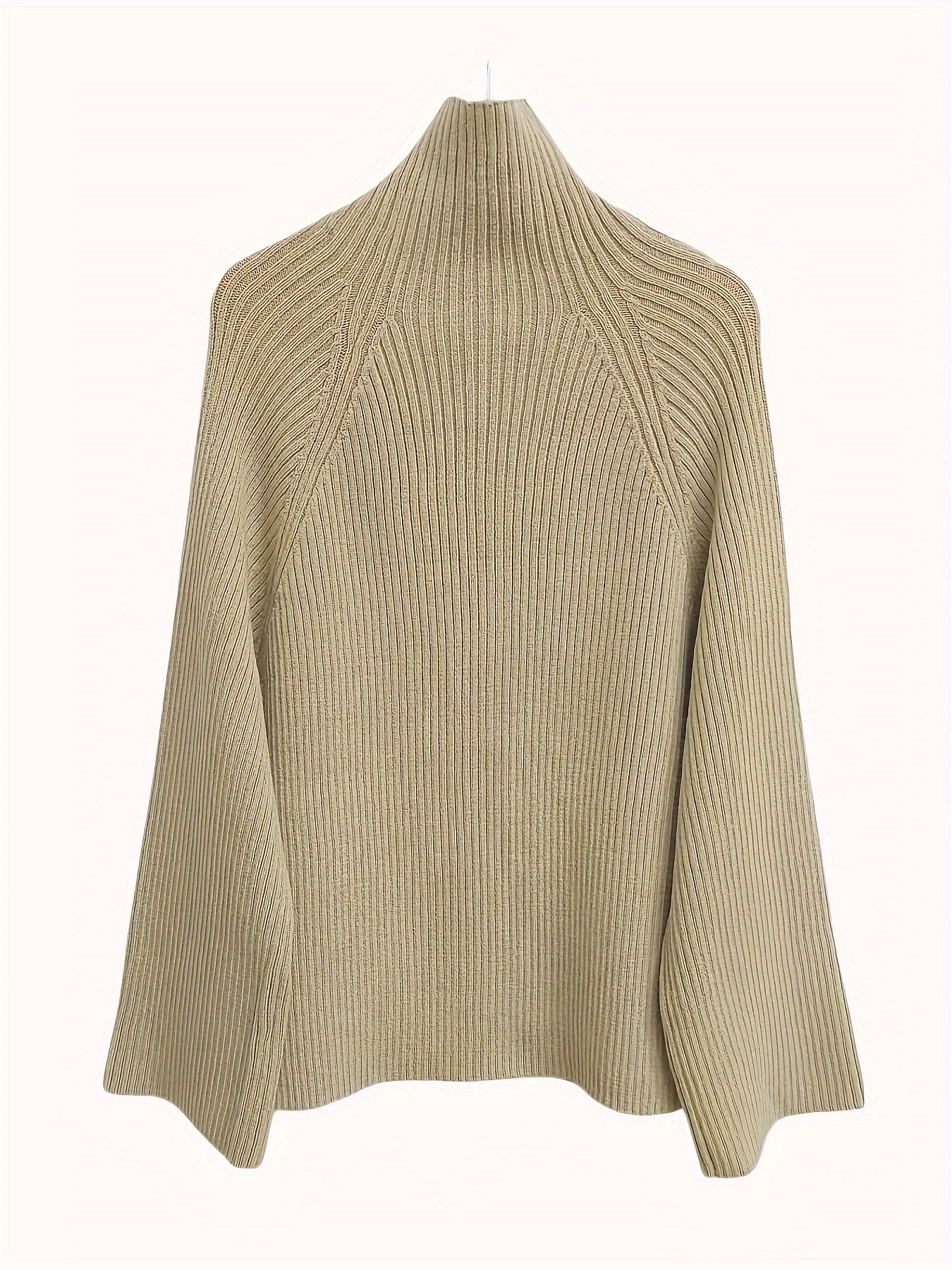 Casual Set with Wide-Leg Long Pants and High-Neck Knitted Top in Solid Viscose