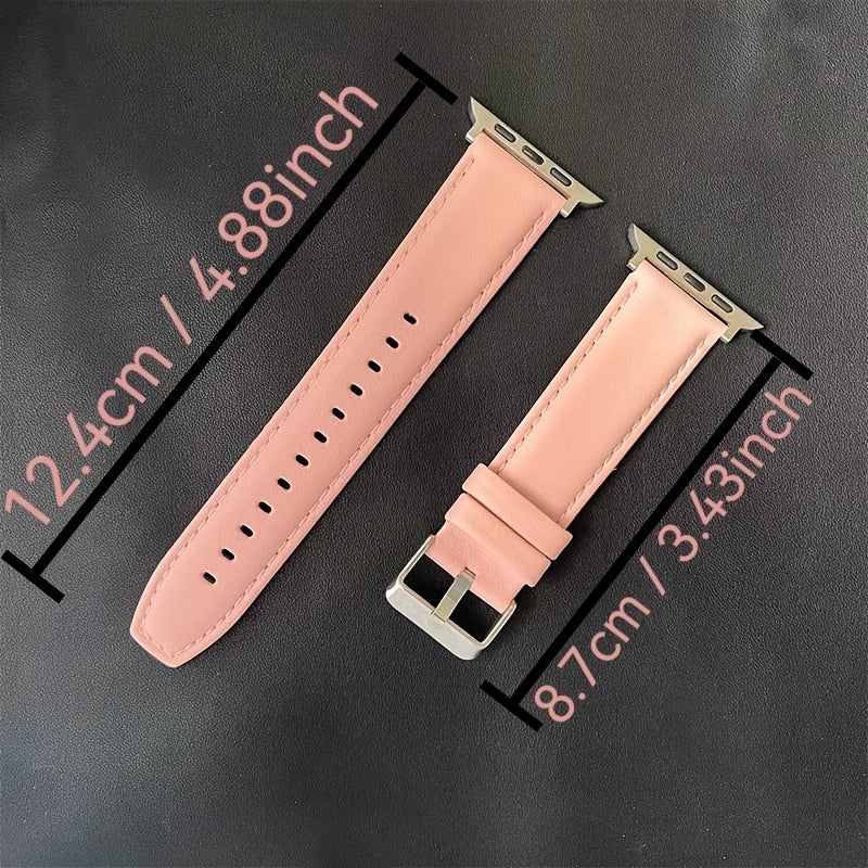 Calfskin Leather Watch Band for Apple Watch Series 38mm 40mm 41mm 42mm 44mm 45mm 49mm with Deployant Clasp