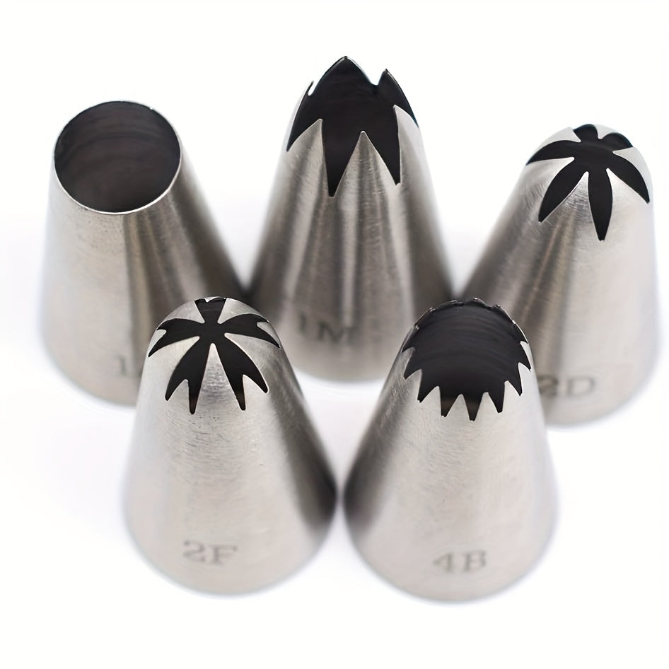 Stainless Steel Seamless Piping Nozzles for Cake Decoration Set 1A 2F 1M 2D 4B