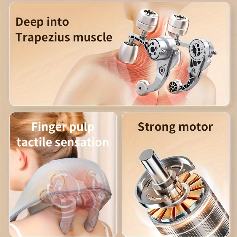 USB orqali zaryadlanadigan isitiladigan bo'yin va yelka massajchisi, turli tananing qismlari uchun inson qo'li massaji - keksa odamlar uchun mukammal sog'liq sovg'asi.