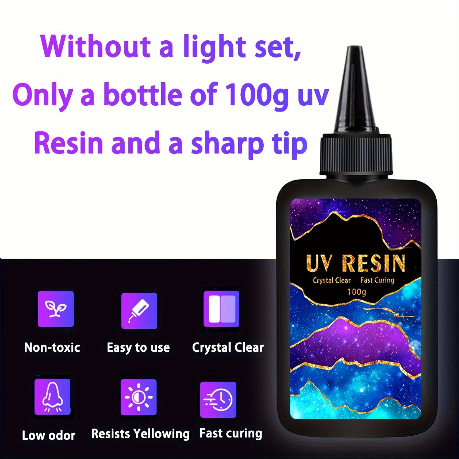 UV Resin Kit 10g 25g 60g 100g Clear Hard Epoxy for Jewelry and Art Projects