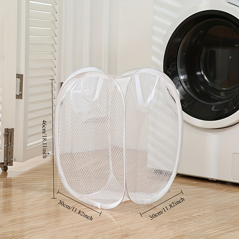 Mesh Laundry Hamper with Handle Collapsible Storage Basket for Dorms Travel and Bathroom