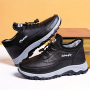 Men's Black Gray Fleece-Lined Slip-Resistant Winter Boots Rubber Sole Casual