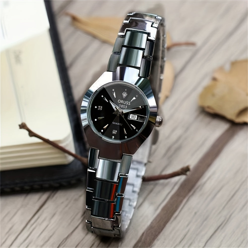 Women's All-in-One Steel Watch with Quartz Movement and Classic Design