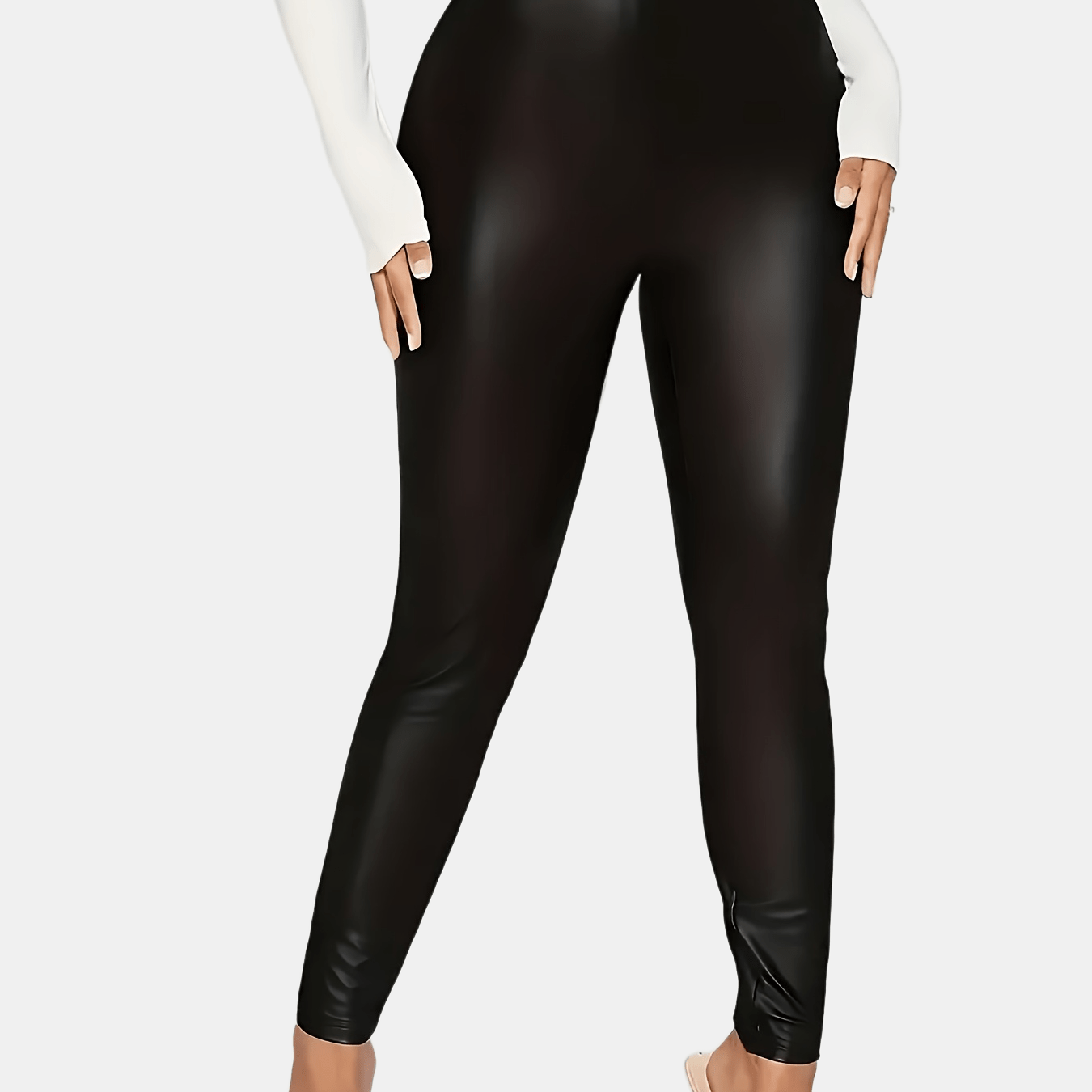 Plus Size Women's High-Waisted Stretch Leggings Solid Color All-Season