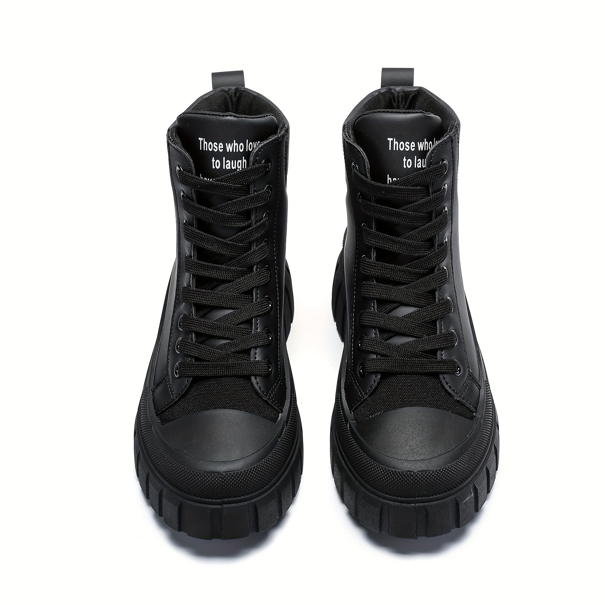 Women Solid Color Trendy Boots Lace Up Platform High-Top Shoes