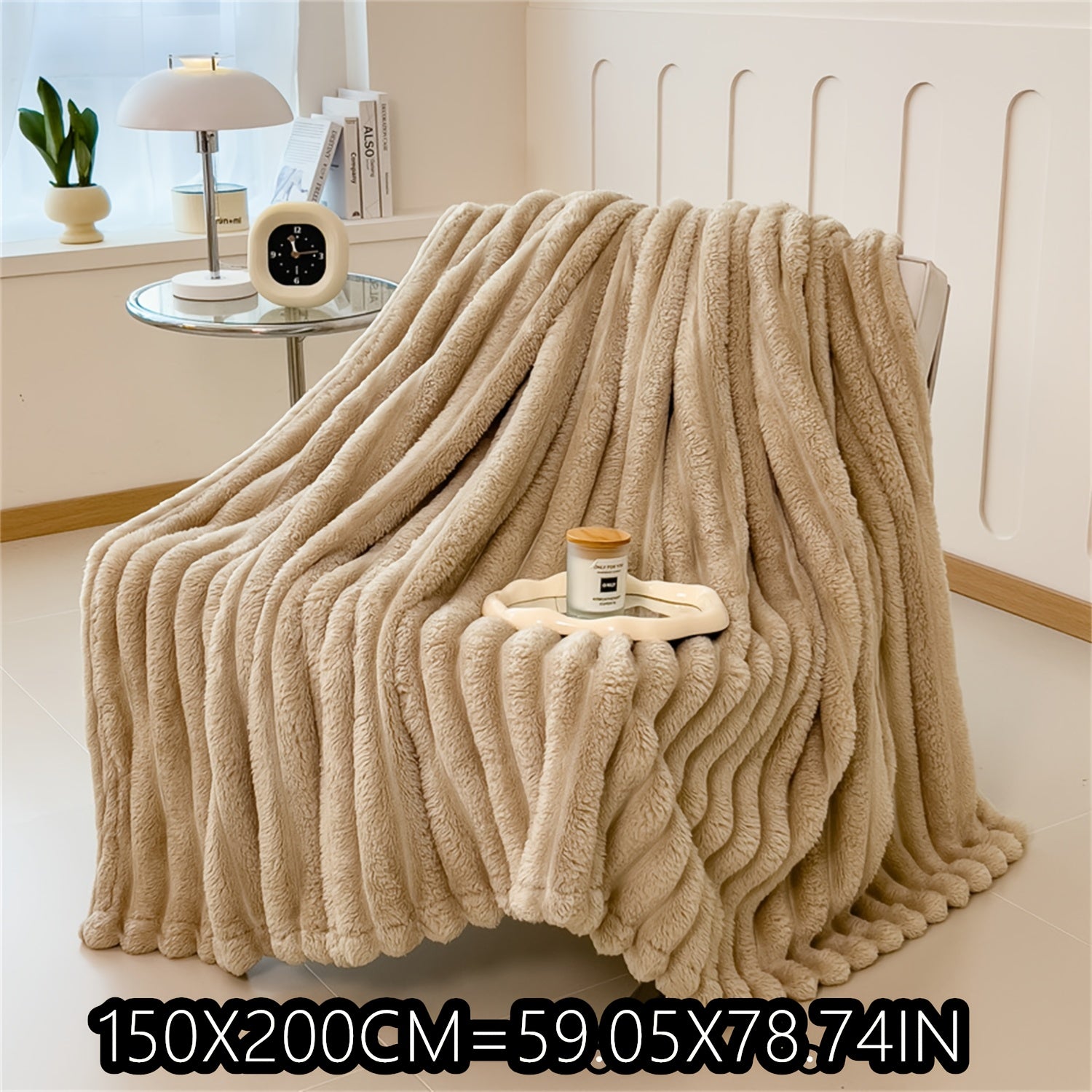 Soft Plush Faux Rabbit Blanket Cozy Warm Stylish for Home and Travel