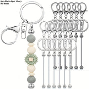 Set de 12 barras de llavero con cuentas para hacer joyería DIY, cuentas en blanco de oro