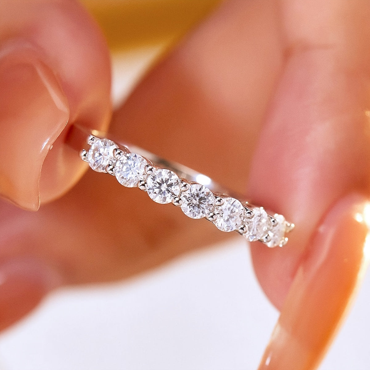 Women's Sterling Silver Wedding Ring Mozambique 925 Jewelry for Anniversary or Valentine's Day