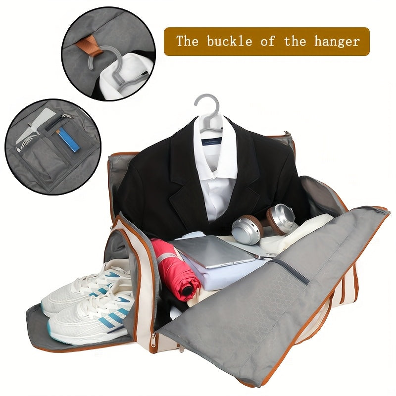 Large Nylon Travel Suit Bag with Wet-Dry Separation Trolley Sleeve and Dual Shoulder Straps