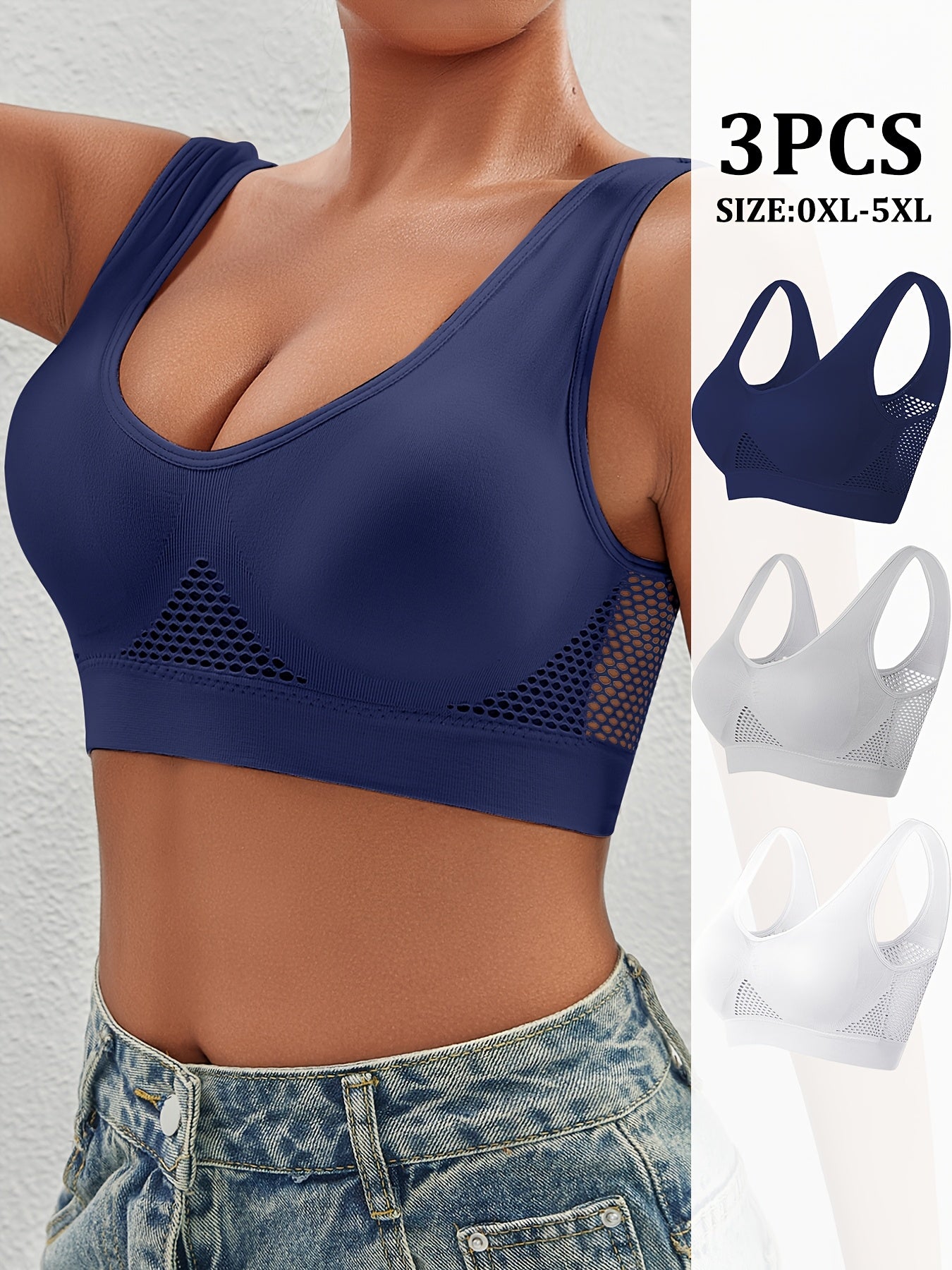 Women's Sports Bra Set Padded Mesh Breathable High Elasticity for Yoga Running
