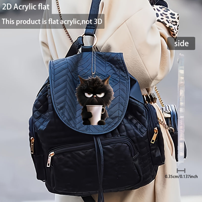 Umumiy foydalanish uchun akril mushuk taqinchoqli kalit zanjir avtomobil uchun osma, xayoliy qora mug dizayni